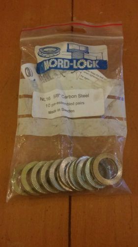 NORD-LOCK NL-16 5/8&#034; CARBON STEEL WEDGE LOCK WASHERS - 9 PACKS OF 10 PAIRS