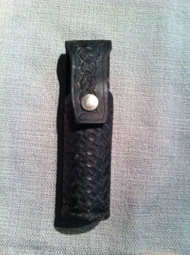 Vintage bucheimer black basketweave leather mace flashlight holder b71w for sale