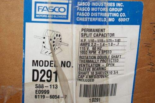 Fasco D291 4 Speed Double Shaft Electric Motor 10 3/4 X 1/2 X 10 3/4&#034;