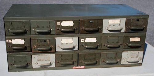 Vtg EQUIPTO Metal Parts Cabinet organizer STORAGE tool bin stacking hardware 50s