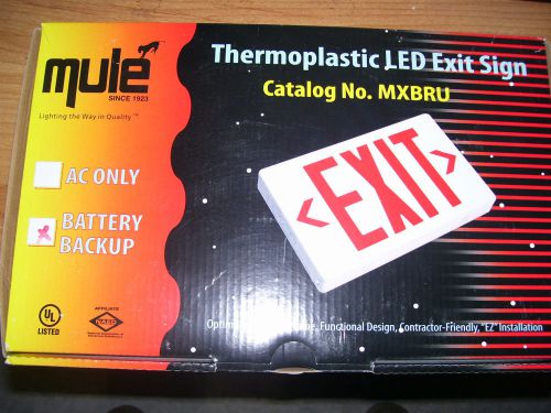 NEW MULE BATTERY BACKUP MXBRU THERMO PLASTIC LED EXIT SIGN