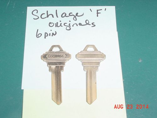 Locksmith vintage nos lot of 5 key blanks schlage &#034; f &#034; originals brass uncut for sale