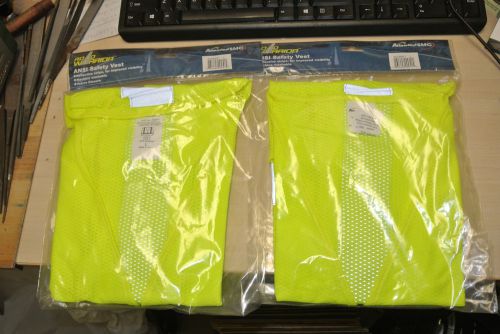 2 new road warrior, ansi safety vest, size large, neon yellow reflective for sale