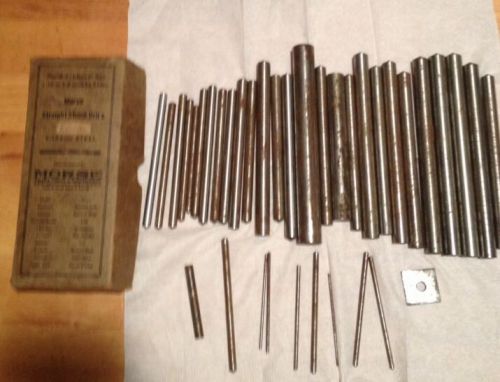 Antique Morse Straight Shank Drills Jobbers Set Box 36Pc Blanks Lot Bits