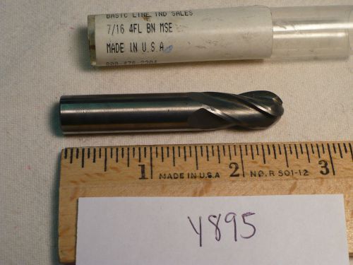 1 new 7/16&#034; diameter carbide end mill. 4 flute. ball. usa made. (y895) for sale