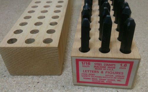 Young bros.1/4&#034; steel letter and number stamps - item 01361- 36 piece for sale