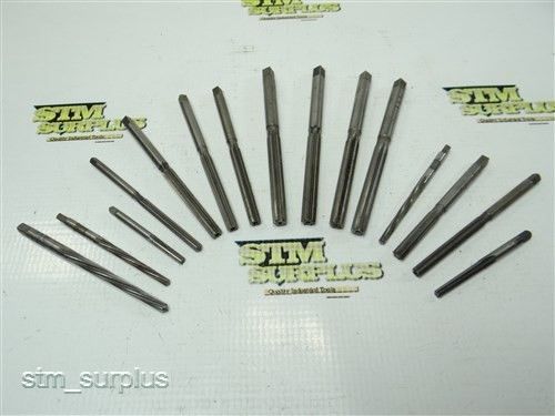 NICE LOT 15 HSS STRAIGHT SHANK REAMERS 5/32&#034; TO 5/16&#034; STANDARD