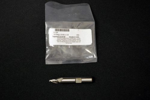Made in usa brand v-102 tapered end mill 15 degree x 3/32 x 1/2 hss 3 flute for sale