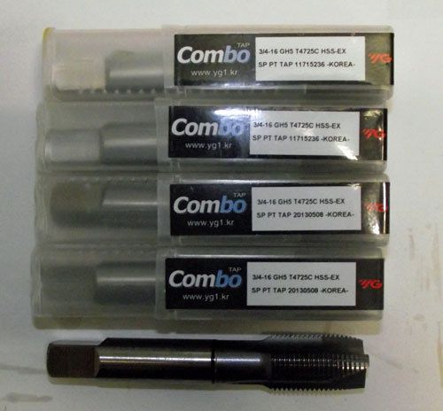 5pc 3/4-16 YG1 Combo Tap Spiral Point Taps for Multi-Purpose Coated