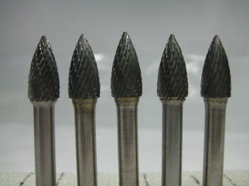 Lot ( 5 ) usa carbide burs 1/4&#034; shanks deburring cutting aluminum burr tool bits for sale