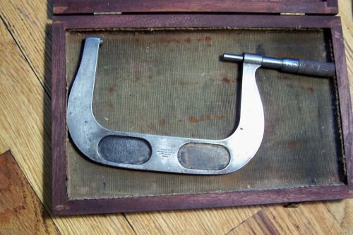 Rare antique central tools 4-5&#034; micrometer in wood box for sale