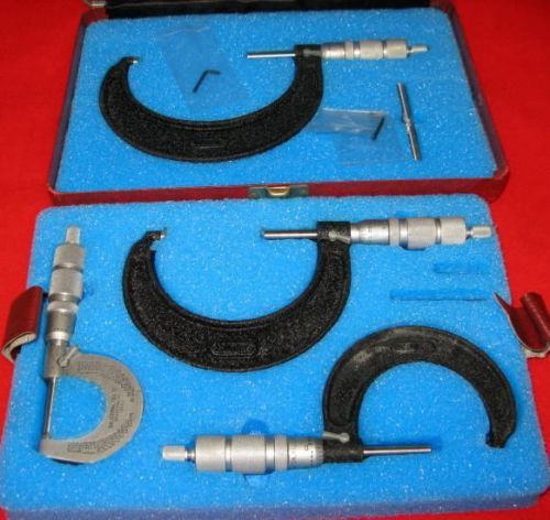 Vintage 4 Piece Set Central Tool Co. Micrometers Metalworking With Standards