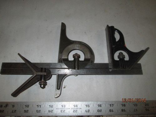 Machinist lathe tools mill starrett combination rule protractor square gage for sale