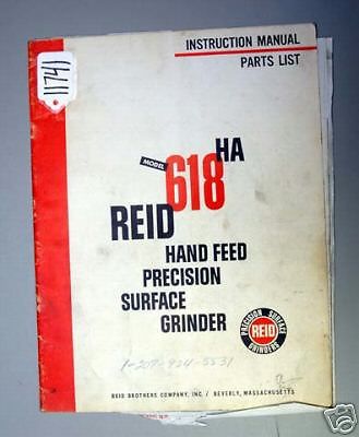 Reid Instruction &amp; Parts Manual Model 618 HA Grinder (17984)