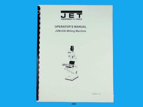 Jet jtm-1055 vertical  milling machine operator &amp; parts list  manual   *209 for sale