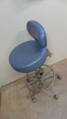 Vintage Dental Doctor Stool w/ Blue Upholstery