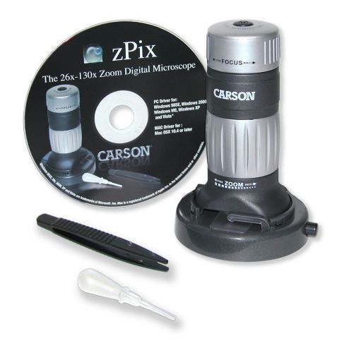 Carson z-pix digital zoom microscope 130x video usb new zpix mm-640 science gift for sale