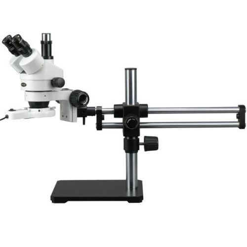 7x-45x trinocular stereo microscope on ball bearing boom stand + light for sale