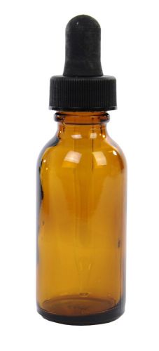 Amber boston round glass bottle w/dropper 2 oz for sale