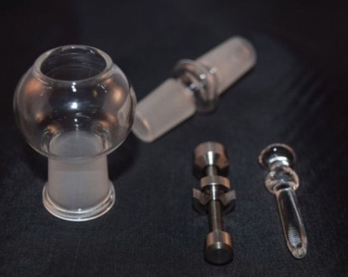 18Mm Male Lab Glass Globe Set Tester / Gr2 Ti + Glass Aroma Therapy Nail