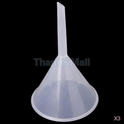 3x Mouth Dia. 90mm Transparent Funnel for Kitchen Lab Test Liquid Oil Measure