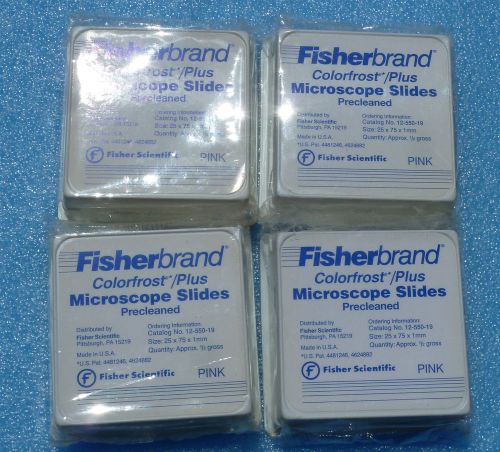 Fisherbrand colorfrost plus pink 12-550-19  microscope slides 2 gross for sale