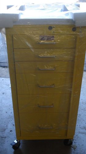 Harloff 6156 yellow crash cart narrow 6 drawer break away lock new for sale