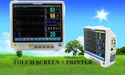 15&#039;&#039; LCD TOUCH SCREEN ICU Patient Monitor ECG+NIBP+Spo2+PR+Resp+Temp+printer
