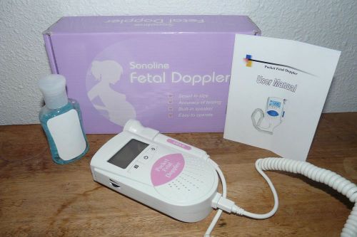 Pink Sonoline B Fetal Heart Doppler~LCD display~3mhz probe~2 oz ultrasound gel