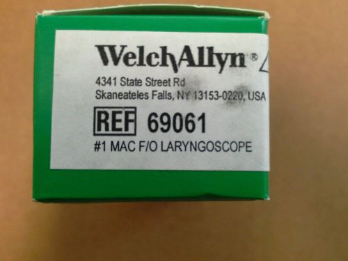 Welch Allyn Ref 69061 Fiber Optic Laryngoscope Blade #1  Mac  new in box