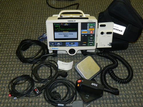 LifePak 20 Monitor Biphasic 3 Lead ECG Printer Paddles Case
