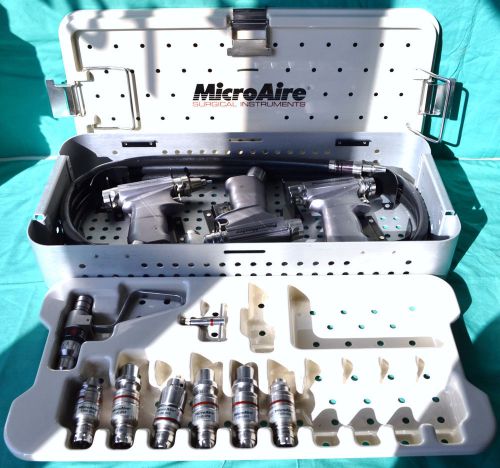 Zimmer microaire powermaster pneumatic set saw, drill, 7100 attachments &amp; hose for sale