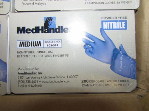 Lot of 10 medhandler powder-free nitrile exam gloves for sale