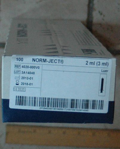 100 NEW Norm-Ject 2mL (3mL) Syringe 4020-000V0 Luer Sterile Latex Free 2018-01