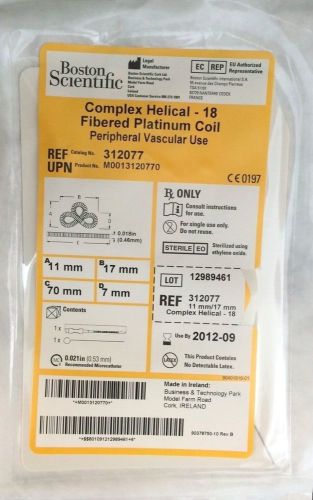 Boston Scientific 312077 Complex Helical-18 Fibered Platnium Coil    11mm x 17mm