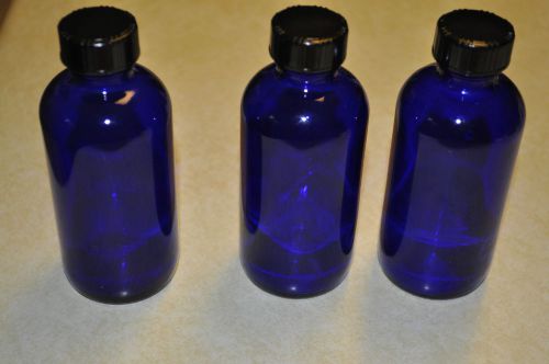&#034;4&#034; Cobalt Blue Glass Bottles 4 oz w/Lined Caps