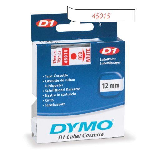 Dymo D1 45015 Tape - 0.5&#034; X 23ft - 1 X Roll - Red, White - Dymo (dym45015)
