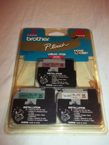 BROTHER NeW P-Touch Labeling System ME793 9MM 3/8&#034; 3 Pack CARTRIDGE Refill Kit