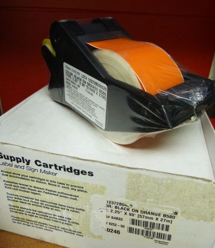 NEW Brady Supply Tape Cartridge Label Maker Black on Orange #64832  2.25&#034; x 90&#039;