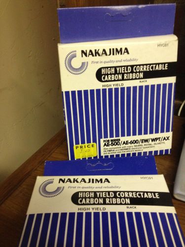 LOT OF 2 NAKAJIMA HIGH YIELD CORRECTABLE TYPEWRITTER RIBBON AE-500 AE-600 EW WPT