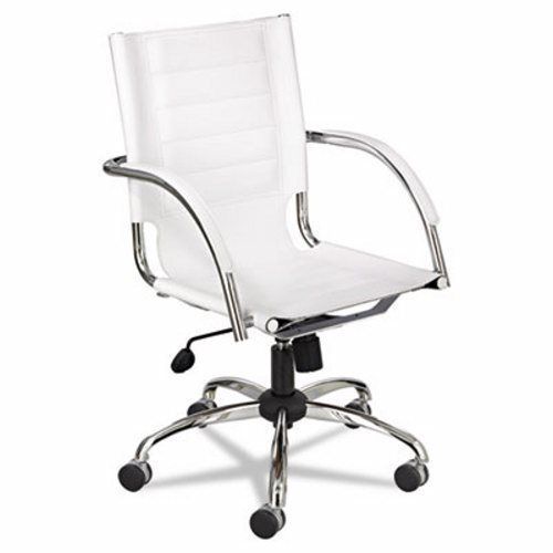 Safco Flaunt Series Mid-Back Manager&#039;s Chair, White Leather/Chrome (SAF3456WH)