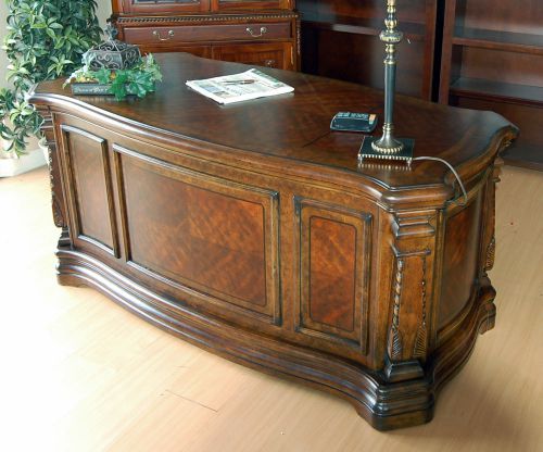 Ornately detailed 66&#034; executive office desk for sale