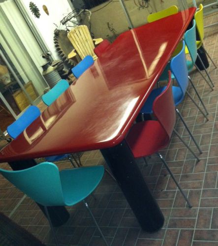 Vintage conference table 9&#039; modern red for sale