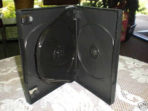 100 black 27mm quad multi-4 disc dvd case w/sleeve &amp; booklet clips psd70c27 for sale