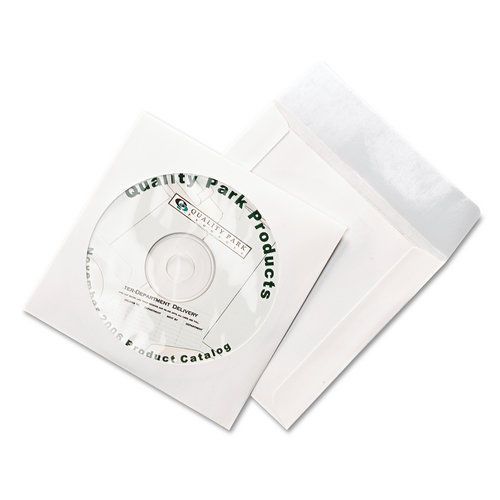 Quality Park QUA77203 Tech-No-Tear CD/DVD Sleeves, 100/Box White