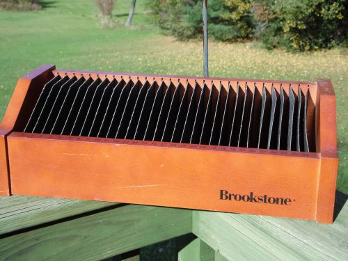 Brookstone Wood Office Home Organizer Bills 31 Day Mail Letter Holder
