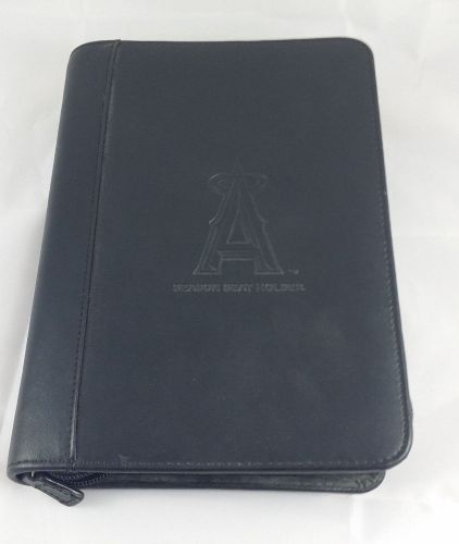 Black leather &#034; angels baseball season ticket holder &#034; planner 4 1/4&#034; x  6 3/4&#034; for sale