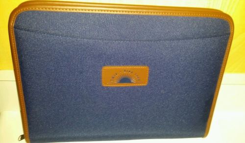 Leed&#039;s Planner/Organizer/Folder Leather Cloth Zippered Business Thin Navy Blue