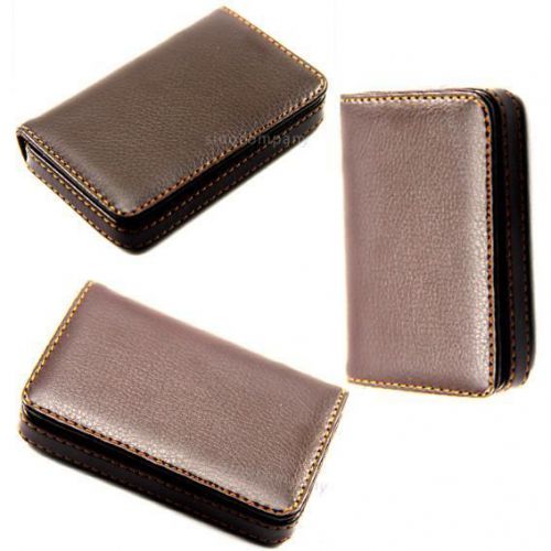 New lot 3x brown leather business credit id card holder case wallet men&#039;s c10x3 for sale