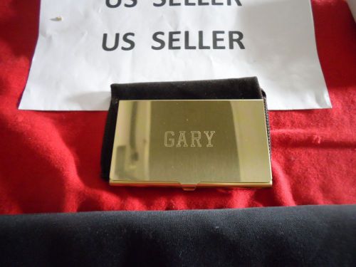 Modern Business Card holder Metal, gold color NEW Things Remembered  for GARY